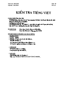 Giáo án Ngữ văn lớp 6 - Tiết dạy 115: Kiểm tra Tiếng Việt