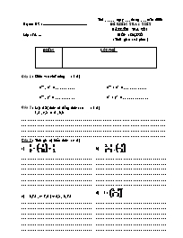Đề kiểm tra 1 tiết Đại số Lớp 7 - Năm học 2006-2007