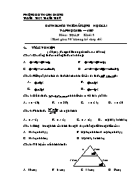 Đề thi khảo khí chất lượng học kỳ I môn Toán Khối 8 - Năm học 2006-2007 - Trường THCS Thanh Thủy