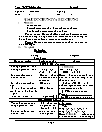 Giáo án Số học Lớp 6 - Tiết 29: Ước chung và 