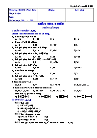 Bài kiểm tra 1 tiết Số học Lớp 6 - Năm học 2007-2008 - Trường THCS Phú Túc
