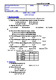 Bài kiểm tra Số học Lớp 6 - Năm học 2007-2008 - Trường THCS Phú Túc