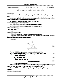 Giáo án Hình học - Lớp 6 - Tiết 21, Bài 6: Tia phân giác của hai góc - Nguyễn Anh Sơn (bản 3 cột)