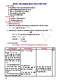 Giáo án Hình học Lớp 6 - Tiết 21, Bài 6: Tia phân giác của một góc - Trường THCS Phú Túc