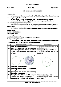 Giáo án Hình học - Lớp 6 - Tiết 25, Bài 8: Đường tròn - Nguyễn Anh Sơn (bản 3 cột)