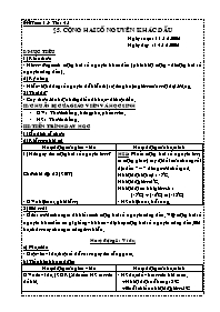 Giáo án Số học - Lớp 6 - Tiết 45, Bài 5: Cộng hai số nguyên khác dấu - Năm học 2006-2007