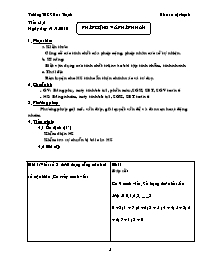 Giáo án tự chọn Số học Lớp 6 - Tiết 5+6: Phép cộng và phép nhân - Năm học 2010-2011 - Trường THCS Hòa Thạnh