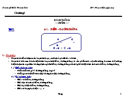 Giáo án Hình học Lớp 6 - Tiết 1 đến 26 - Phạm Hồng Quang