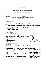 Giáo án Hình học Lớp 7 - Chương III: Quan hệ giữa các yếu tố trong tam giác. Các đường đồng quy của tam giác - Năm học 2007-2008