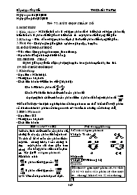 Giáo án môn Số học Lớp 6 - Tiết 72: Rút gọn phân số - Năm học 2009-2010 - Phạm Ngọc Thúy Liễu
