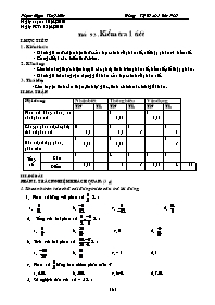 Giáo án môn Số học Lớp 6 - Tiết 93: Kiểm tra 1 tiết - Năm học 2009-2010 - Phạm Ngọc Thúy Liễu