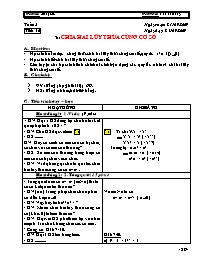 Giáo án Số học Lớp 6 - Tiết 14: Chia hay lũy thừa cùng cơ số (tiếp) - Năm học 2009-2010 - Võ Văn Đồng