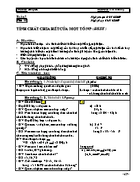 Giáo án Số học Lớp 6 - Tiết 19: Tính chất chia hết của một tổng - Năm học 2009-2010 - Võ Văn Đồng