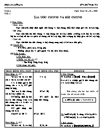 Giáo án Số học Lớp 6 - Tiết 29, Bài 16: Ước chung và bội chung - Đỗ Thừa Trí