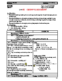 Giáo án Số học Lớp 6 - Tiết 29: Ước chung bà bội chung - Năm học 2009-2010 - Võ Văn Đồng