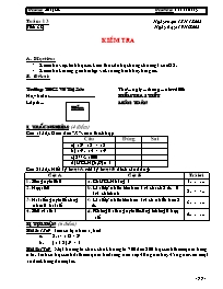 Giáo án Số học Lớp 6 - Tiết 39: Kiểm tra - Năm học 2008-2009 - Võ Văn Đồng