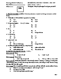 Giáo án Số học Lớp 6 - Tiết 53+54: Kiểm tra học kỳ I - Năm học 2006-2007 - Trường THCS Võ Thị Sáu