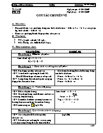 Giáo án Số học Lớp 6 - Tiết 59: Quy tắc chuyển vế - Năm học 2008-2009 - Võ Văn Đồng