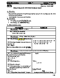 Giáo án Số học Lớp 6 - Tiết 60: Nhân hai số nguyên khác dấu - Năm học 2008-2009 - Võ Văn Đồng