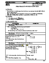 Giáo án Số học Lớp 6 - Tiết 61: Nhân hai số nguyên cùng dấu - Năm học 2008-2009 - Võ Văn Đồng