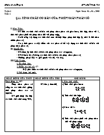 Giáo án Số học Lớp 6 - Tiết 85, Bài 11: Tính chất cơ bản của phép nhân phân số - Đỗ Thừa Trí