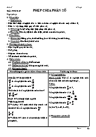 Giáo án Số học Lớp 6 - Tiết 87: Phép chia phâ