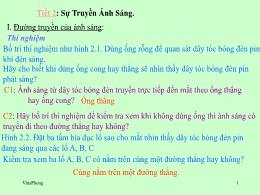 Bài giảng môn Vật lí Lớp 7 - Tiết 2: Sự truyề
