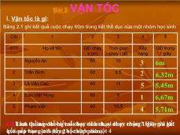 Bài giảng môn Vật lí Lớp 8 - Bài 2: Vận tộc