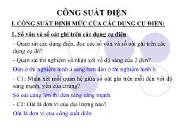 Bài giảng môn Vật lí Lớp 9 - Bài 12: Công suất điện