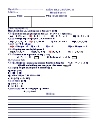 Bài kiểm tra chương II môn Số học Lớp 6