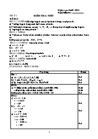 Bài kiểm tra một tiết môn Số học Lớp 6 - Tiết 17: Kiểm tra 1 tiết - Năm học 2011-2012