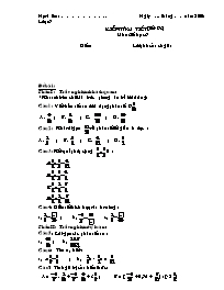 Bài kiểm tra một tiết môn Số học Lớp 6 - Tiết