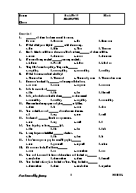 Bài kiểm tra trắc nghiệm môn Tiếng Anh - Bài
