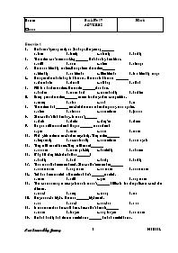 Bài kiểm tra trắc nghiệm môn Tiếng Anh - Bài