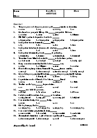 Bài kiểm tra trắc nghiệm môn Tiếng Anh - Bài