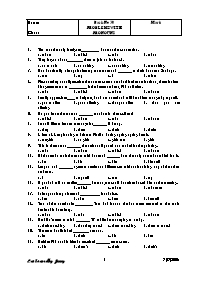 Bài kiểm tra trắc nghiệm môn Tiếng Anh - Bài