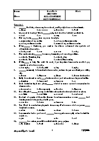 Bài kiểm tra trắc nghiệm môn Tiếng Anh - Bài 