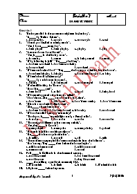 Bài kiểm tra trắc nghiệm môn Tiếng Anh - Bài 