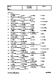 Bài kiểm tra trắc nghiệm môn Tiếng Anh - Bài 