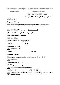 Đề kiểm tra chất lượng học kỳ I môn Toán Lớp 6 - Năm học 2012-2013 - Trường THCS Mỹ Đông