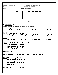 Đề kiểm tra chương II môn Hình học Lớp 6 - Trường THCS Tân Hà