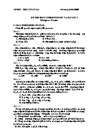Đề kiểm tra học sinh giỏi môn Vật lí Lớp 9 - Năm học 2006-2007 - Trường THCS TT Cát Bà