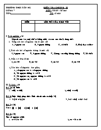 Đề kiểm tra một tiết chương II môn Số học Lớp 6 - Trường THCS Tân Hà