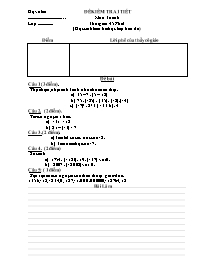 Đề kiểm tra một tiết môn Số học Lớp 6 - Tiết 68
