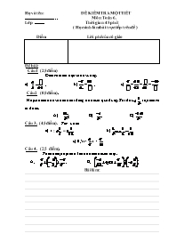 Đề kiểm tra một tiết môn Số học Lớp 6 - Tiết 94
