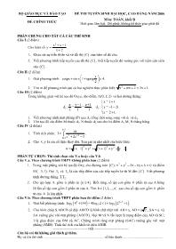 Đề thi chuyển sinh Đại học, Cao đẳng môn Toán - Khối B - Năm học 2006 Đề thi chuyển sinh Đại học, Cao đẳng môn Toán - Khối B - Năm học 2006
