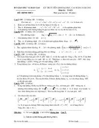 Đề thi tuyển sinh Đại học, Cao đẳng môn Toán - Khối A - Năm 2002 Đề thi tuyển sinh Đại học, Cao đẳng môn Toán - Khối A - Năm 2002