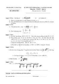 Đề thi tuyển sinh Đại học, Cao đẳng môn Toán - Khối A - Năm học 2003 Đề thi tuyển sinh Đại học, Cao đẳng môn Toán - Khối A - Năm học 2003