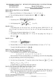 Đề thi tuyển sinh Đại học, Cao đẳng môn Toán - Khối A - Năm học 2006 Đề thi tuyển sinh Đại học, Cao đẳng môn Toán - Khối A - Năm học 2006