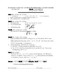Đề thi tuyển sinh Đại học, Cao đẳng môn Toán - Khối B - Năm 2002 Đề thi tuyển sinh Đại học, Cao đẳng môn Toán - Khối B - Năm 2002